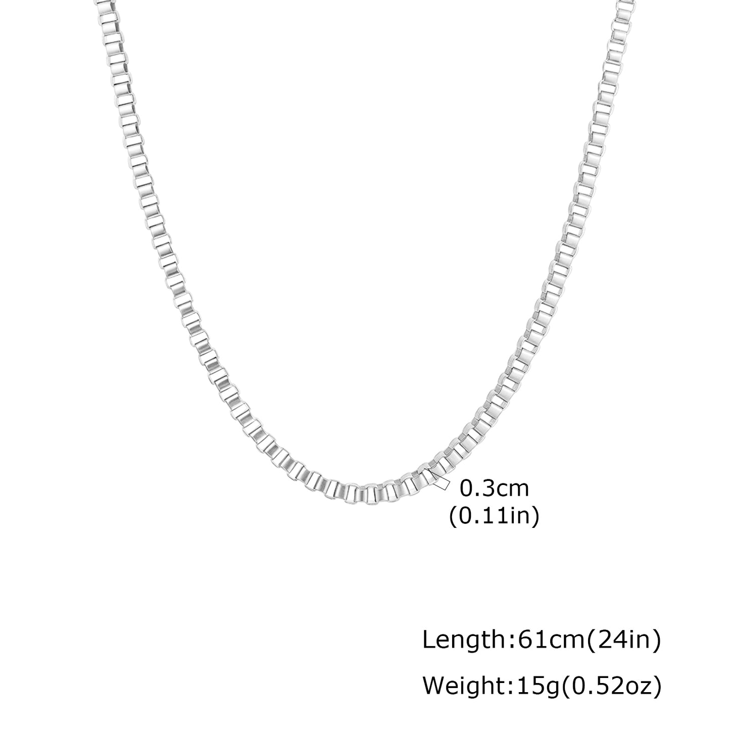 Solid Color Necklace For Unisex Featuring Waterproof Non Tarnish 201 Stainless Steel With 18K Real Gold Plated Box Chain