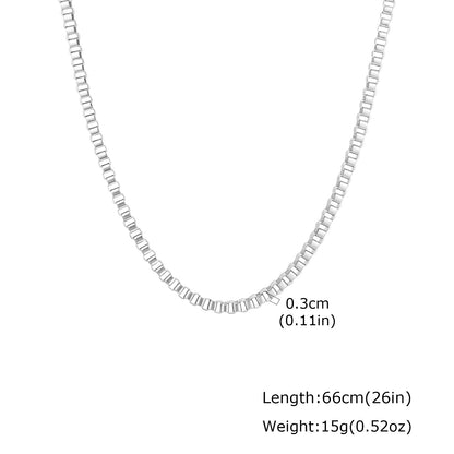 Solid Color Necklace For Unisex Featuring Waterproof Non Tarnish 201 Stainless Steel With 18K Real Gold Plated Box Chain