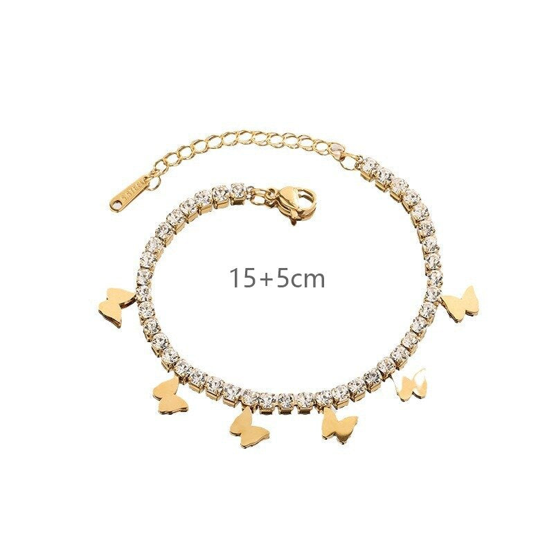 Butterfly Bracelet For Women In Electroplated Titanium Steel With 14K Real Gold Plated Cable Chain