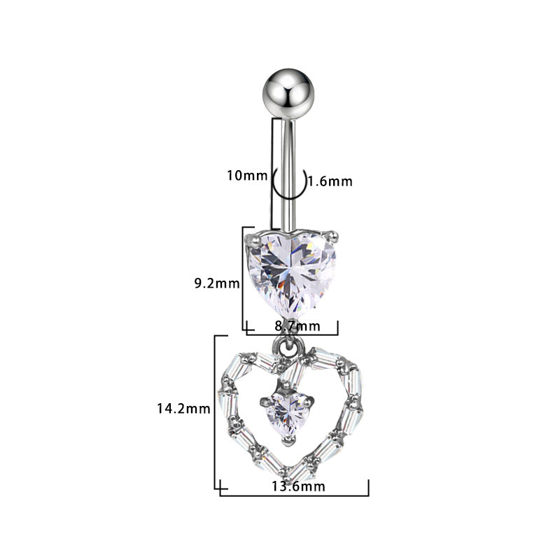 Three-dimensional Moon Copper Belly Ring With Electroplated Platinum And Zircon Inlay
