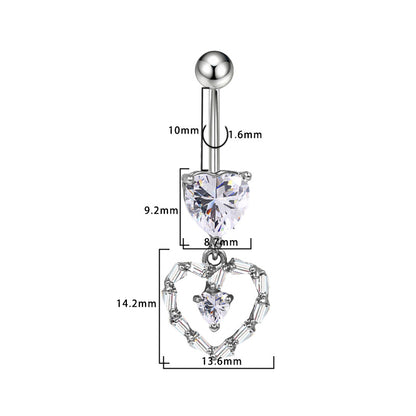 Three-dimensional Moon Copper Belly Ring With Electroplated Platinum And Zircon Inlay
