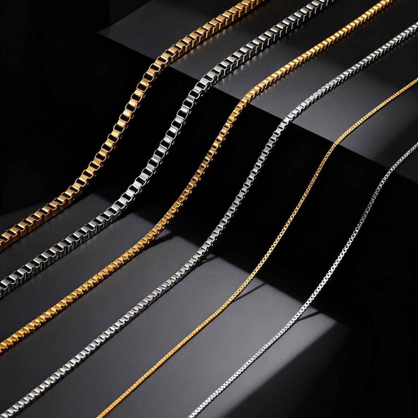 Solid Color Necklace For Unisex Featuring Waterproof Non Tarnish 201 Stainless Steel With 18K Real Gold Plated Box Chain