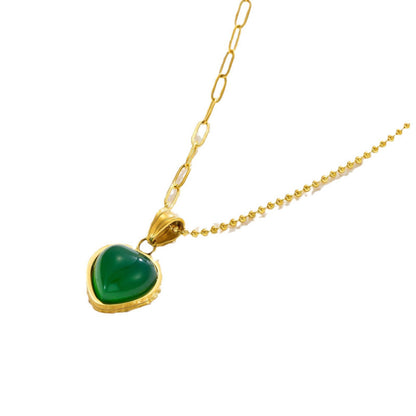 Heart Shape Necklace For Women In Electroplated Titanium Steel With 14K Real Gold Plated Cable Chain