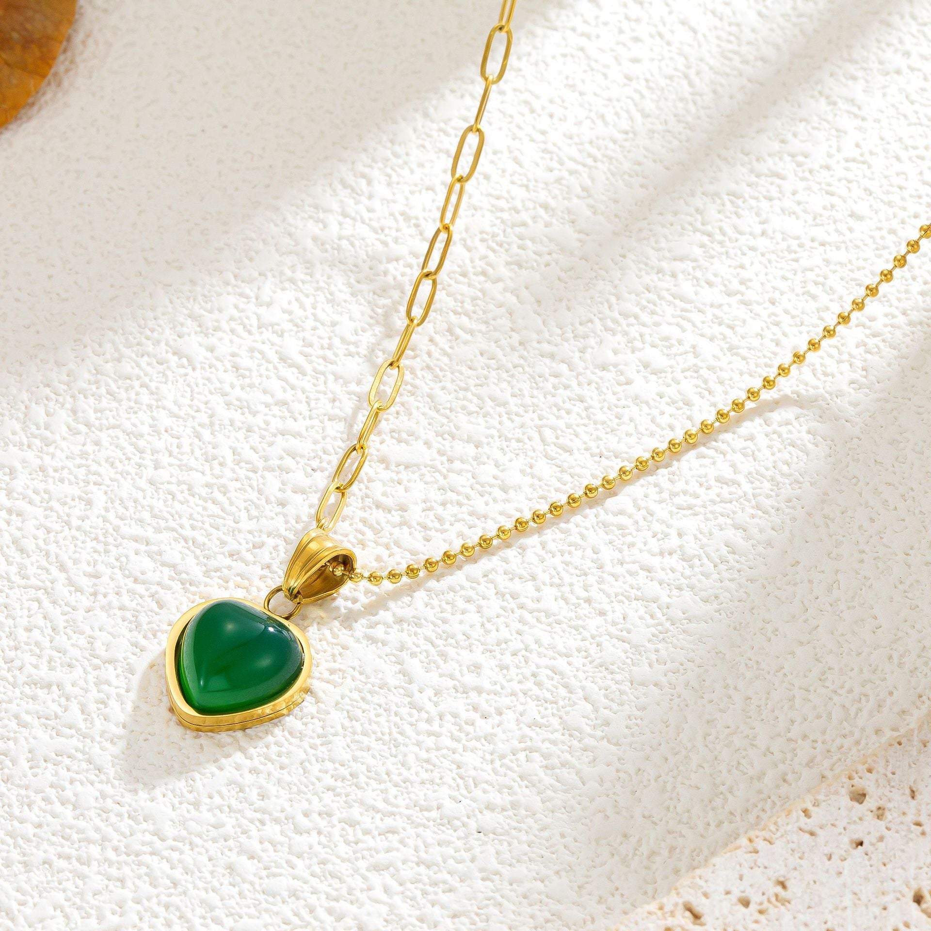 Heart Shape Necklace For Women In Electroplated Titanium Steel With 14K Real Gold Plated Cable Chain