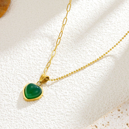Heart Shape Necklace For Women In Electroplated Titanium Steel With 14K Real Gold Plated Cable Chain