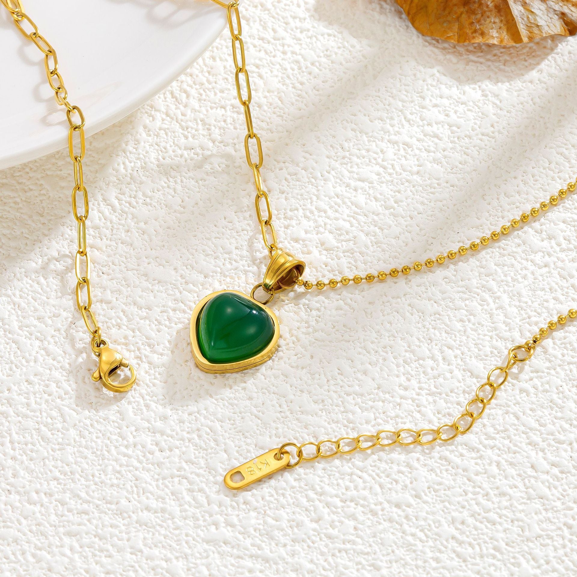 Heart Shape Necklace For Women In Electroplated Titanium Steel With 14K Real Gold Plated Cable Chain