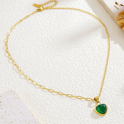 Heart Shape Necklace For Women In Electroplated Titanium Steel With 14K Real Gold Plated Cable Chain