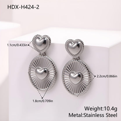 Double Heart Earrings For Women, Waterproof Non Tarnish Titanium Steel With PVD Coated Gold Plating Process