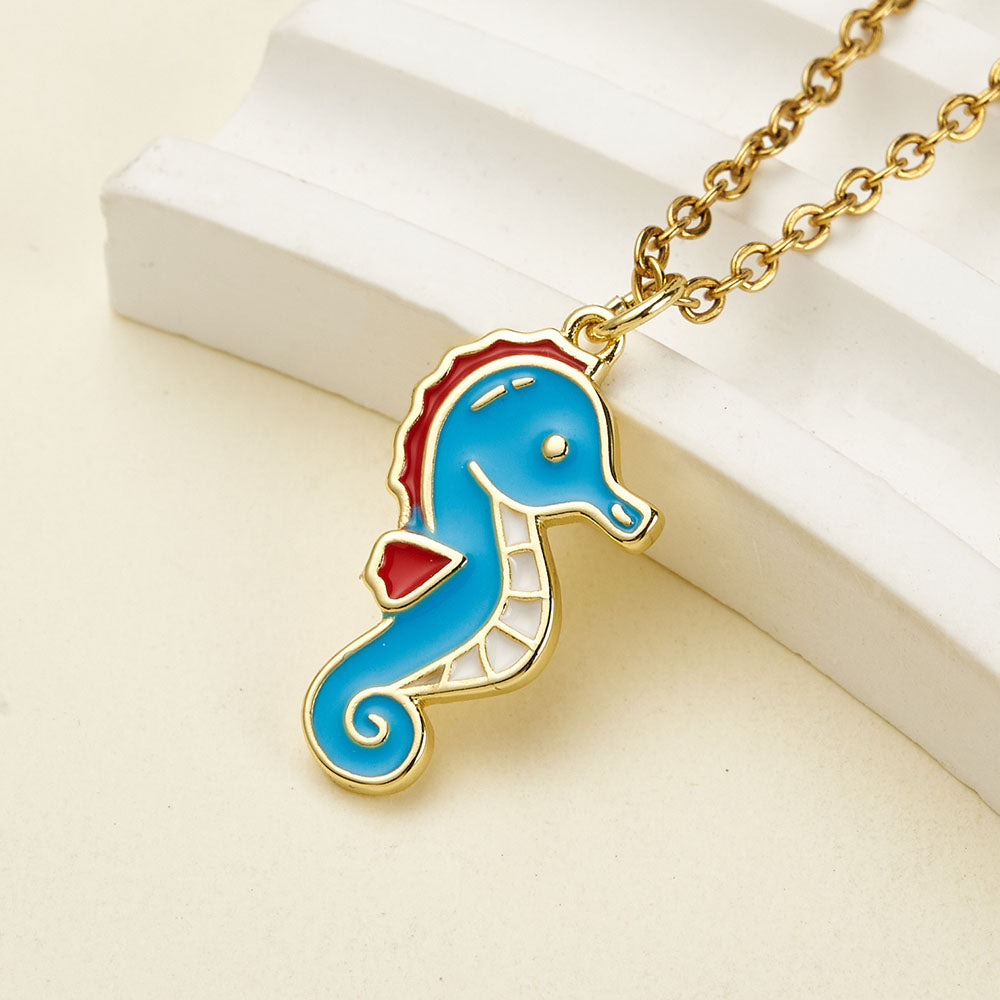 Hippocampus Pendant In Copper With 18K Real Gold Plated Electroplating, Enamel Finish And 0.05µm-0.08µm Coating Thickness, 1 Pc/Package