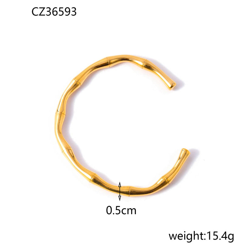 For Unisex Geometric Enamel Bangle In Titanium Steel With 18K Gold Plated PVD Coating