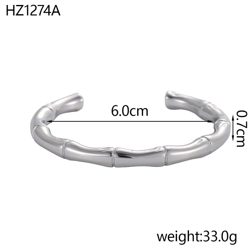 For Unisex Geometric Enamel Bangle In Titanium Steel With 18K Gold Plated PVD Coating