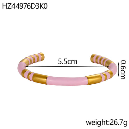 For Unisex Geometric Enamel Bangle In Titanium Steel With 18K Gold Plated PVD Coating