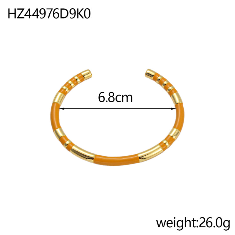 For Unisex Geometric Enamel Bangle In Titanium Steel With 18K Gold Plated PVD Coating