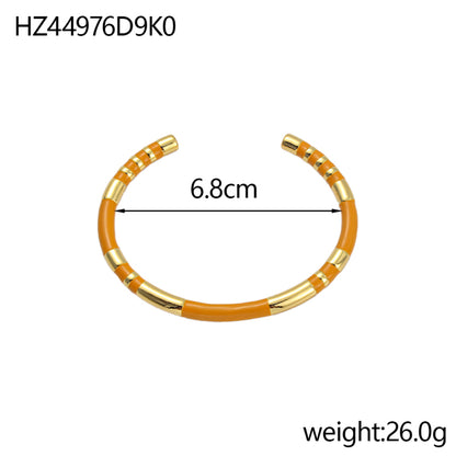 For Unisex Geometric Enamel Bangle In Titanium Steel With 18K Gold Plated PVD Coating