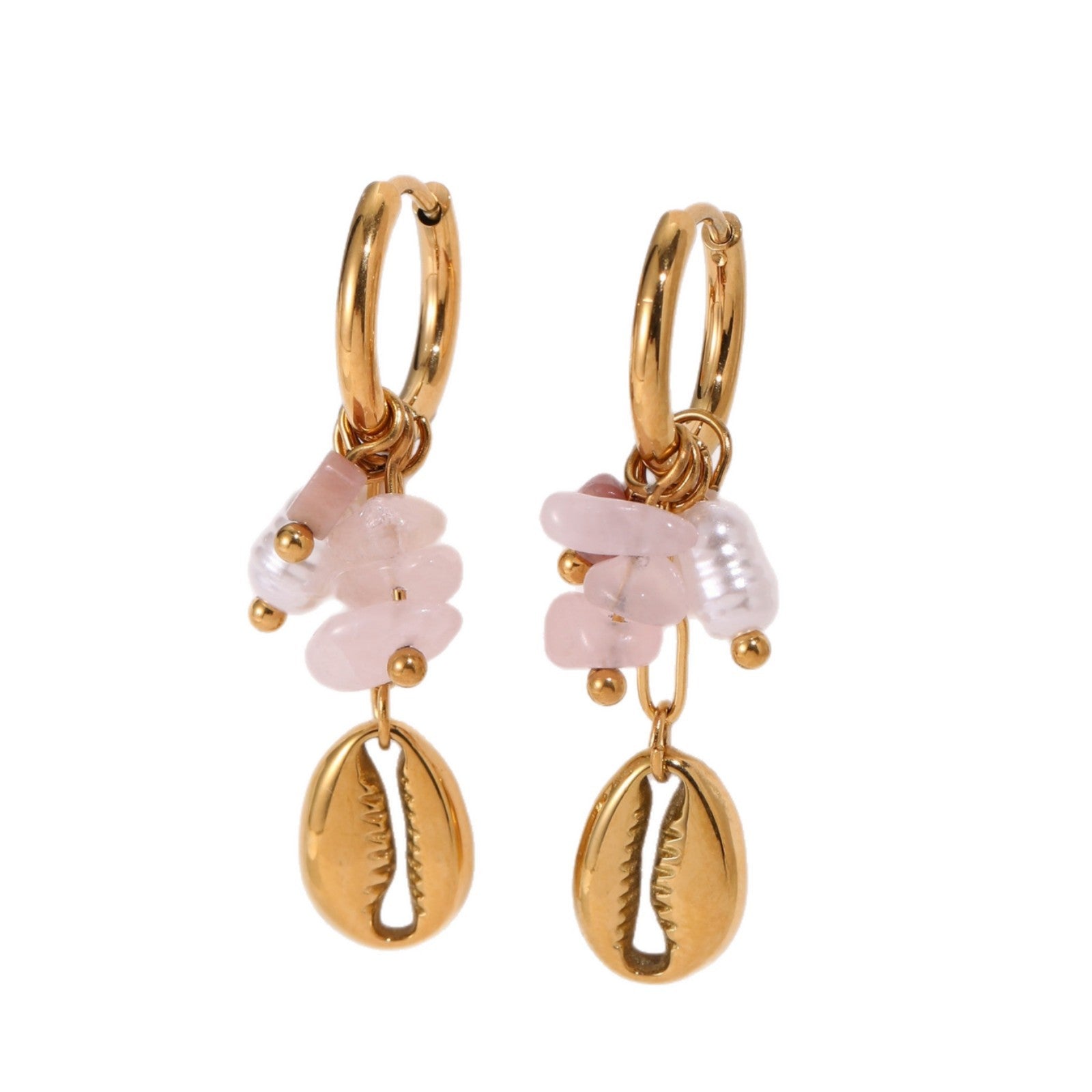 Starfish Earrings For Marine Style Featuring Shell Inlay With Golden PVD Coated Gold Plating