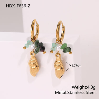 Starfish Earrings For Marine Style Featuring Shell Inlay With Golden PVD Coated Gold Plating