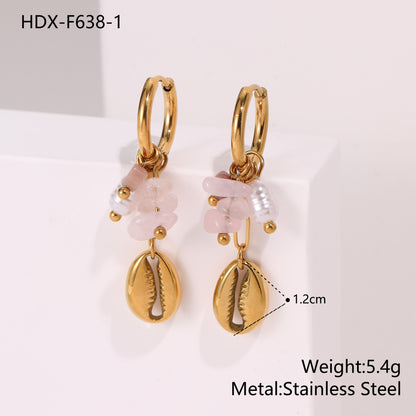 Starfish Earrings For Marine Style Featuring Shell Inlay With Golden PVD Coated Gold Plating