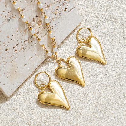 Heart Shape Jewelry Set For Women Featuring Waterproof Non Tarnish 304 Stainless Steel With 18K Real Gold Plated Box Chain