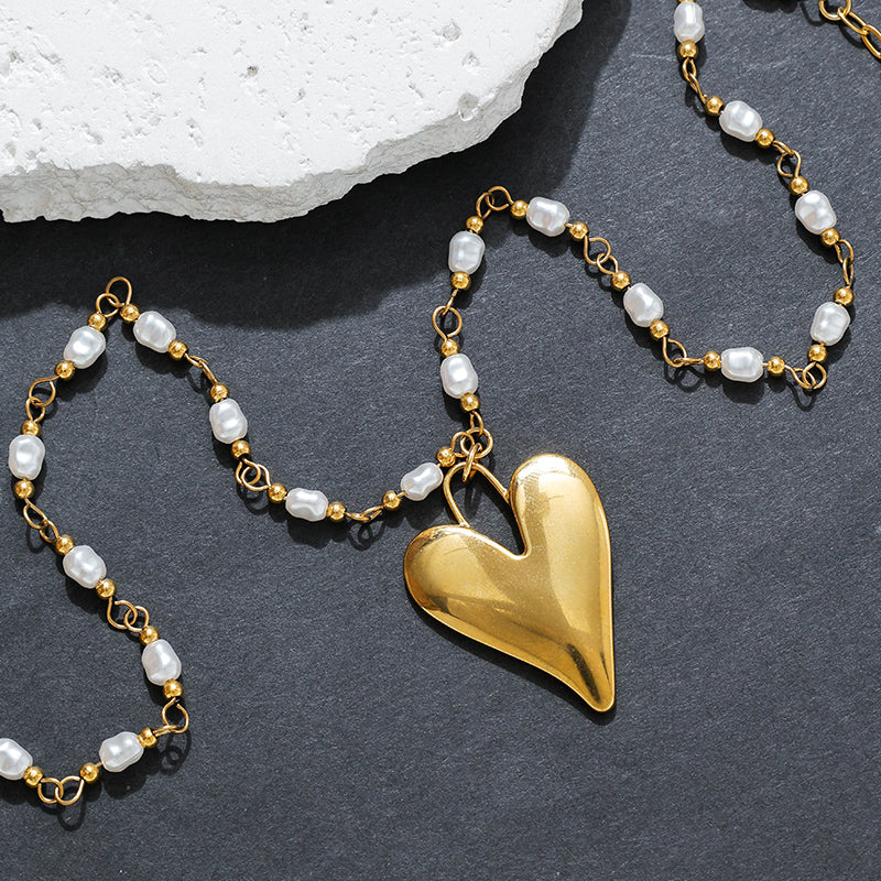 Heart Shape Jewelry Set For Women Featuring Waterproof Non Tarnish 304 Stainless Steel With 18K Real Gold Plated Box Chain