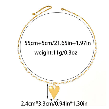 Heart Shape Jewelry Set For Women Featuring Waterproof Non Tarnish 304 Stainless Steel With 18K Real Gold Plated Box Chain