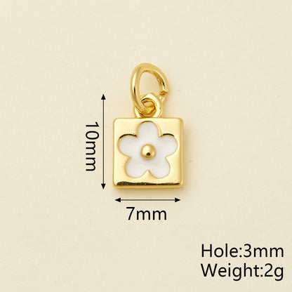 Flowers Pendant In Copper With 18K Real Gold Plated Electroplating, Enamel Process, 0.05µm-0.08µm Thickness, 1 Pc/Package