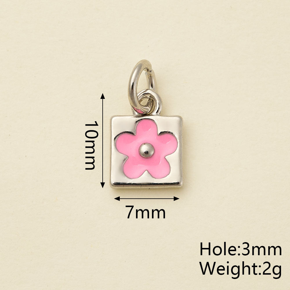 Flowers Pendant In Copper With 18K Real Gold Plated Electroplating, Enamel Process, 0.05µm-0.08µm Thickness, 1 Pc/Package