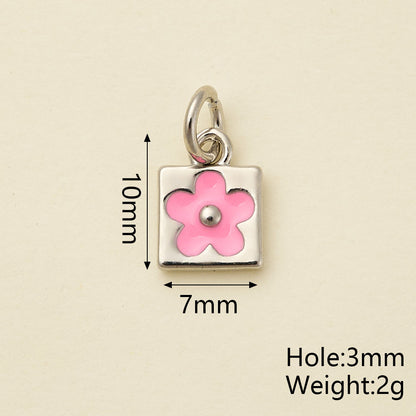 Flowers Pendant In Copper With 18K Real Gold Plated Electroplating, Enamel Process, 0.05µm-0.08µm Thickness, 1 Pc/Package