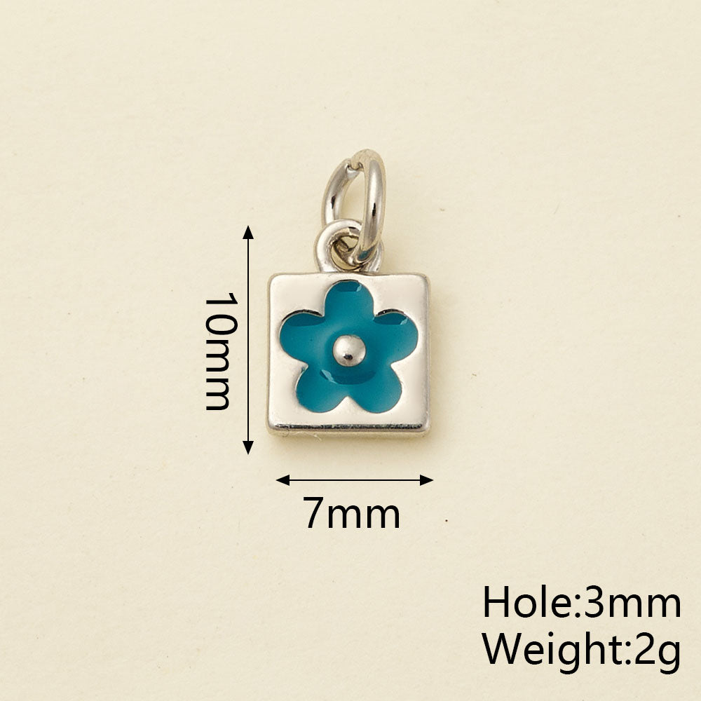 Flowers Pendant In Copper With 18K Real Gold Plated Electroplating, Enamel Process, 0.05µm-0.08µm Thickness, 1 Pc/Package
