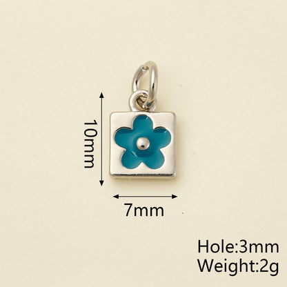 Flowers Pendant In Copper With 18K Real Gold Plated Electroplating, Enamel Process, 0.05µm-0.08µm Thickness, 1 Pc/Package