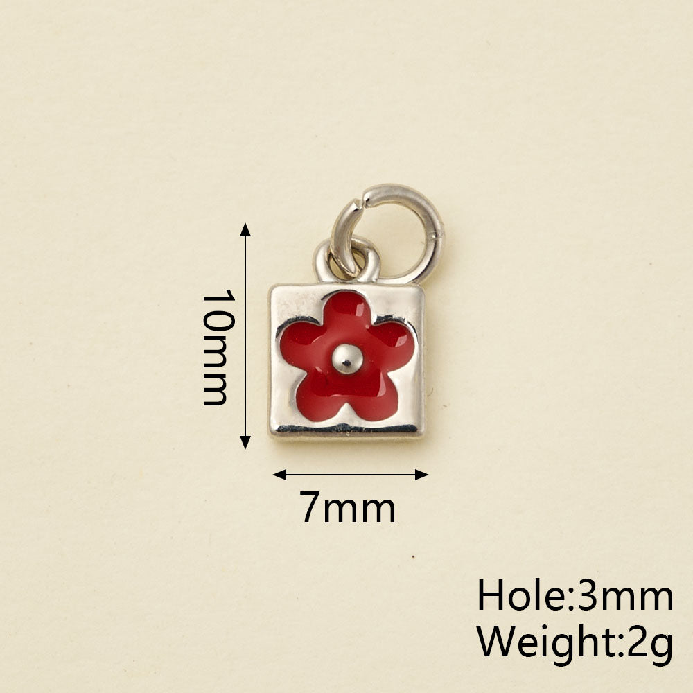 Flowers Pendant In Copper With 18K Real Gold Plated Electroplating, Enamel Process, 0.05µm-0.08µm Thickness, 1 Pc/Package