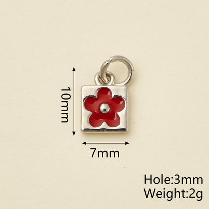 Flowers Pendant In Copper With 18K Real Gold Plated Electroplating, Enamel Process, 0.05µm-0.08µm Thickness, 1 Pc/Package