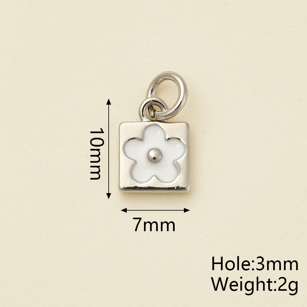 Flowers Pendant In Copper With 18K Real Gold Plated Electroplating, Enamel Process, 0.05µm-0.08µm Thickness, 1 Pc/Package
