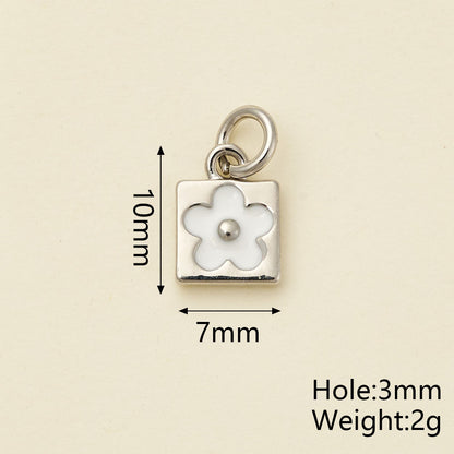 Flowers Pendant In Copper With 18K Real Gold Plated Electroplating, Enamel Process, 0.05µm-0.08µm Thickness, 1 Pc/Package