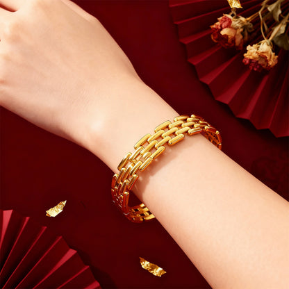 Polished Geometric Bangle For Women In 304 Stainless Steel With 18K Real Gold Plated PVD Coated Finish