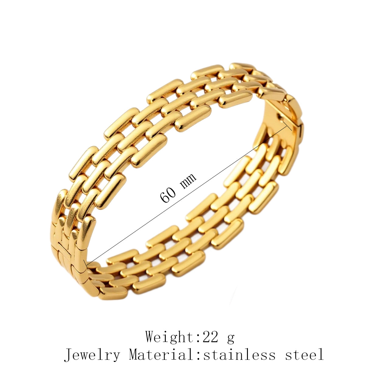 Polished Geometric Bangle For Women In 304 Stainless Steel With 18K Real Gold Plated PVD Coated Finish