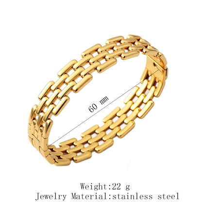 Polished Geometric Bangle For Women In 304 Stainless Steel With 18K Real Gold Plated PVD Coated Finish