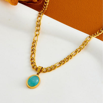 Geometric Necklace For Women In Titanium Steel With 14K Real Gold Plated Electroplated Finish And Cable Chain