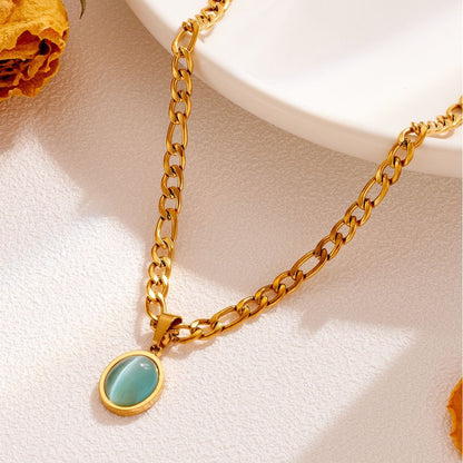 Geometric Necklace For Women In Titanium Steel With 14K Real Gold Plated Electroplated Finish And Cable Chain
