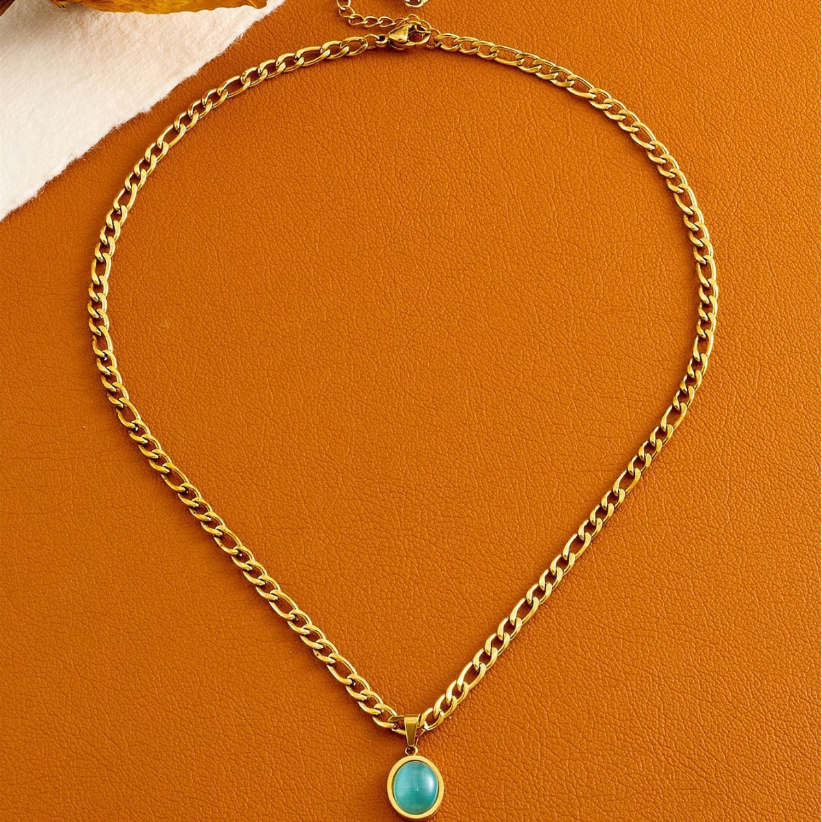 Geometric Necklace For Women In Titanium Steel With 14K Real Gold Plated Electroplated Finish And Cable Chain