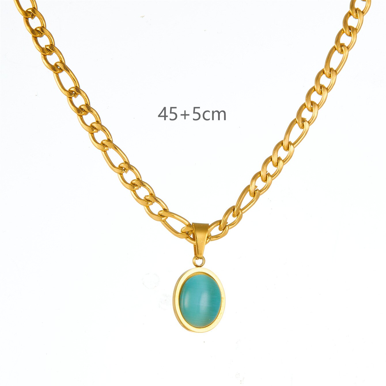 Geometric Necklace For Women In Titanium Steel With 14K Real Gold Plated Electroplated Finish And Cable Chain