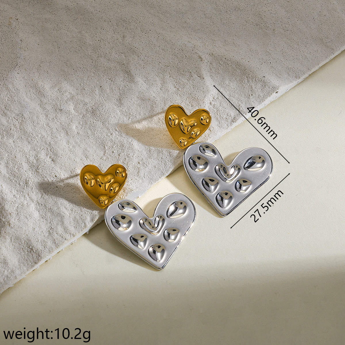 Heart Shape Stud Earrings For Women Featuring 18K Real Gold Plated 304 Stainless Steel With Imitation Pearl Inlay