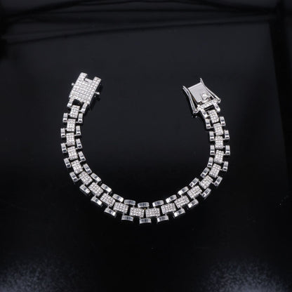 Hip-Hop Golden Lines For Unisex Zinc Alloy Cuban Link Chain Curb Chain With Rhinestone Inlay