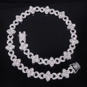 Silver White Diamond (Colored Glass Figure 8 Chain + Full Diamond Clasp)
