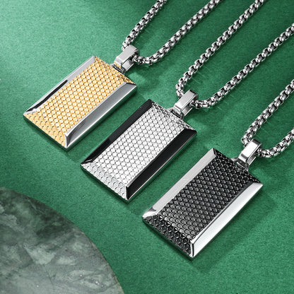 Honeycomb Pendant Necklace For Men, Made Of Durable Titanium Steel
