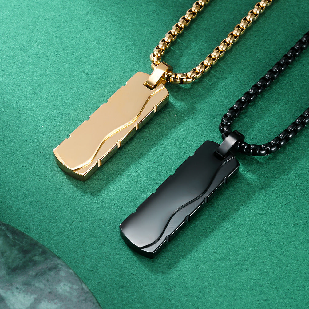Simple Style Square Pendant Necklace For Everyday Wear, Made Of Durable Titanium Steel
