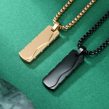 Simple Style Square Pendant Necklace For Everyday Wear, Made Of Durable Titanium Steel