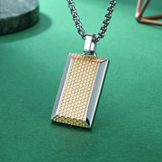 Steel Gold Pendant with Steel Color Pearl Chain