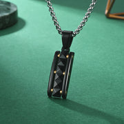 Black Gold Pendant with Steel Color Pearl Chain