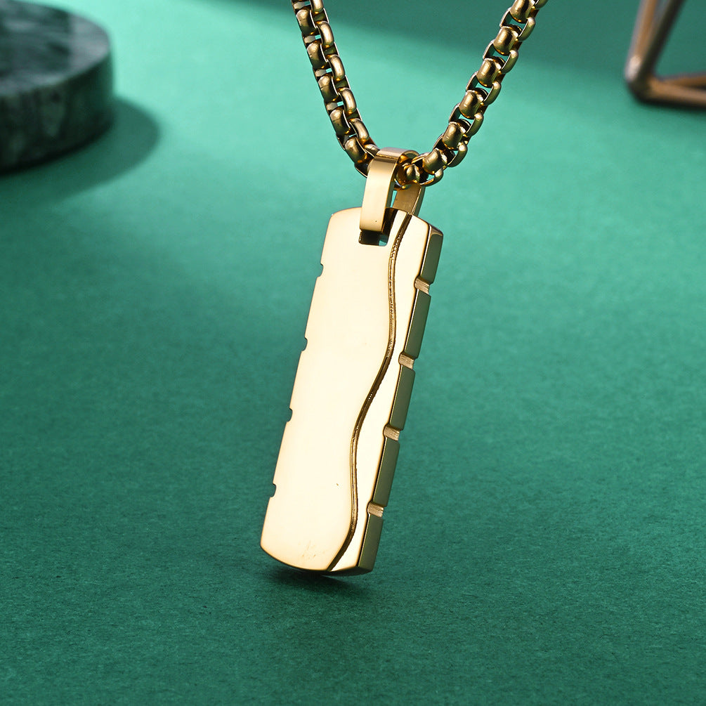 Simple Style Square Pendant Necklace For Everyday Wear, Made Of Durable Titanium Steel