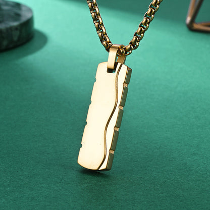 Simple Style Square Pendant Necklace For Everyday Wear, Made Of Durable Titanium Steel